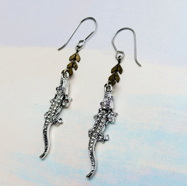 Gator Bites Earrings - Silver Plate