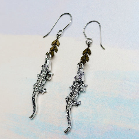Gator Bites Earrings - Silver Plate