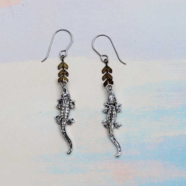 Gator Bites Earrings - Silver Plate